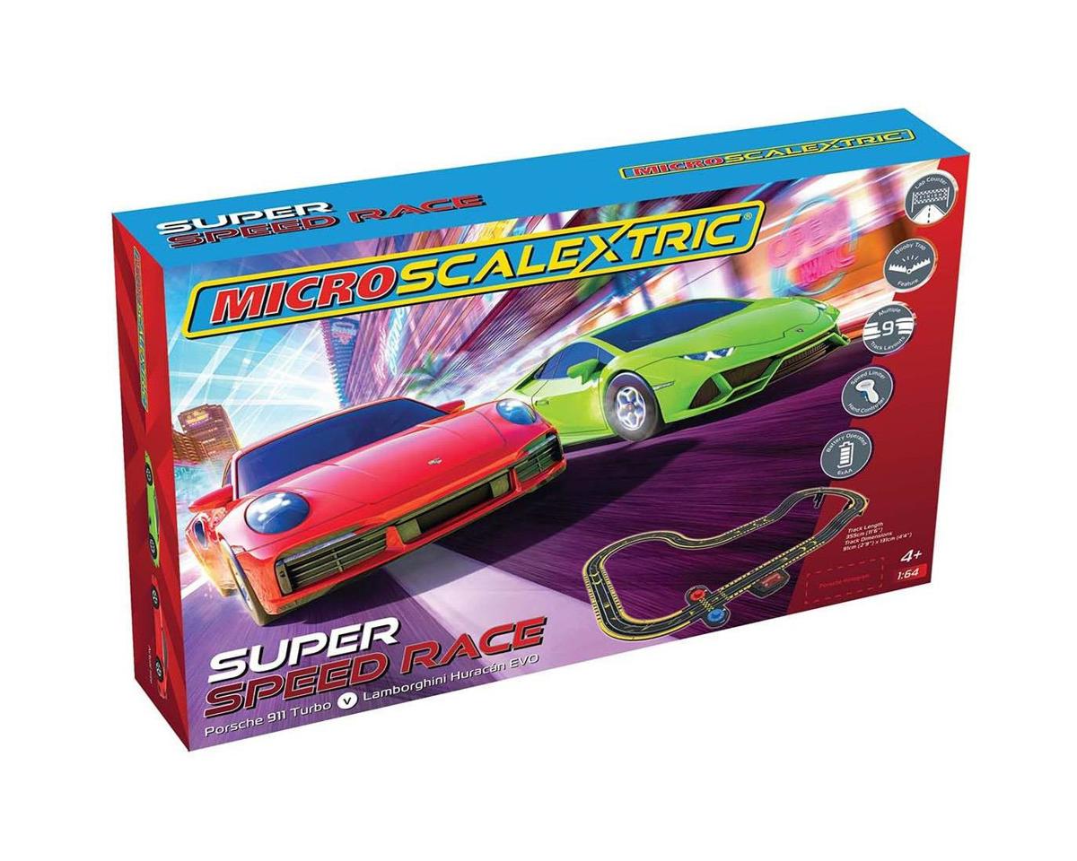 Scalextric Super Speed Race Set - Lamborghini vs Porsche w/Porsche 911 Turbo & Lamborghini Huracan EVO Cars